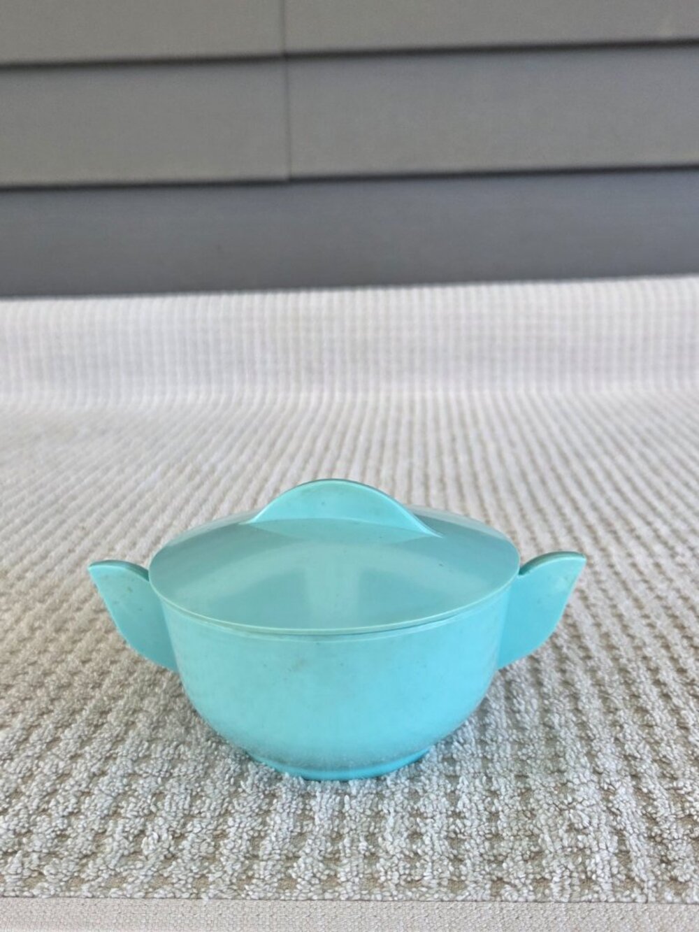 Vintage Aqua Blue Melmac Melamine 2 Handled Sugar Bowl With Lid #106 Retro MCM